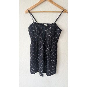 American‎ Eagle Outfitters Black Floral Mini Dress Spaghetti Straps Smocked Bust